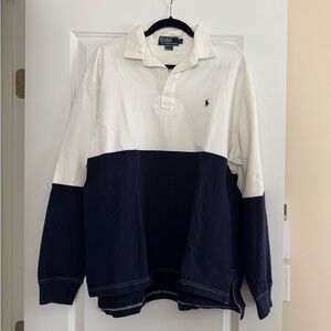 Ralph Lauren Men's White and Navy Casual Shirt